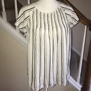 LOFT striped gauzy blouse, button detail, size Medium